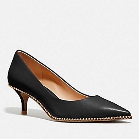 Coach Shoes Coach Black Gold Jackie Pump Beadchain Pointy Toe